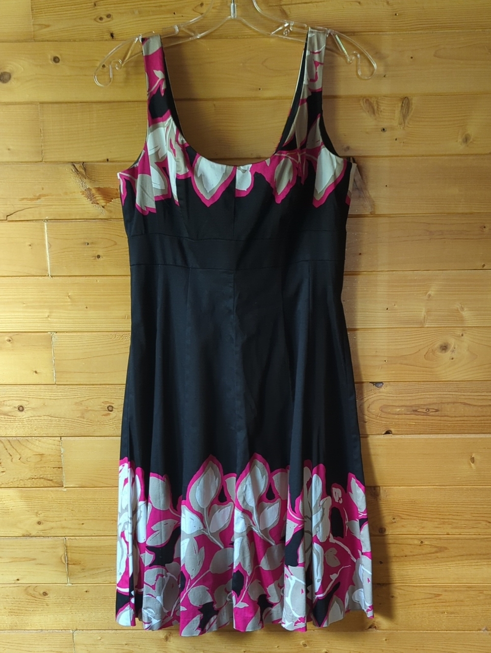 Nine West Black Dress with Pink & White Floral Hem